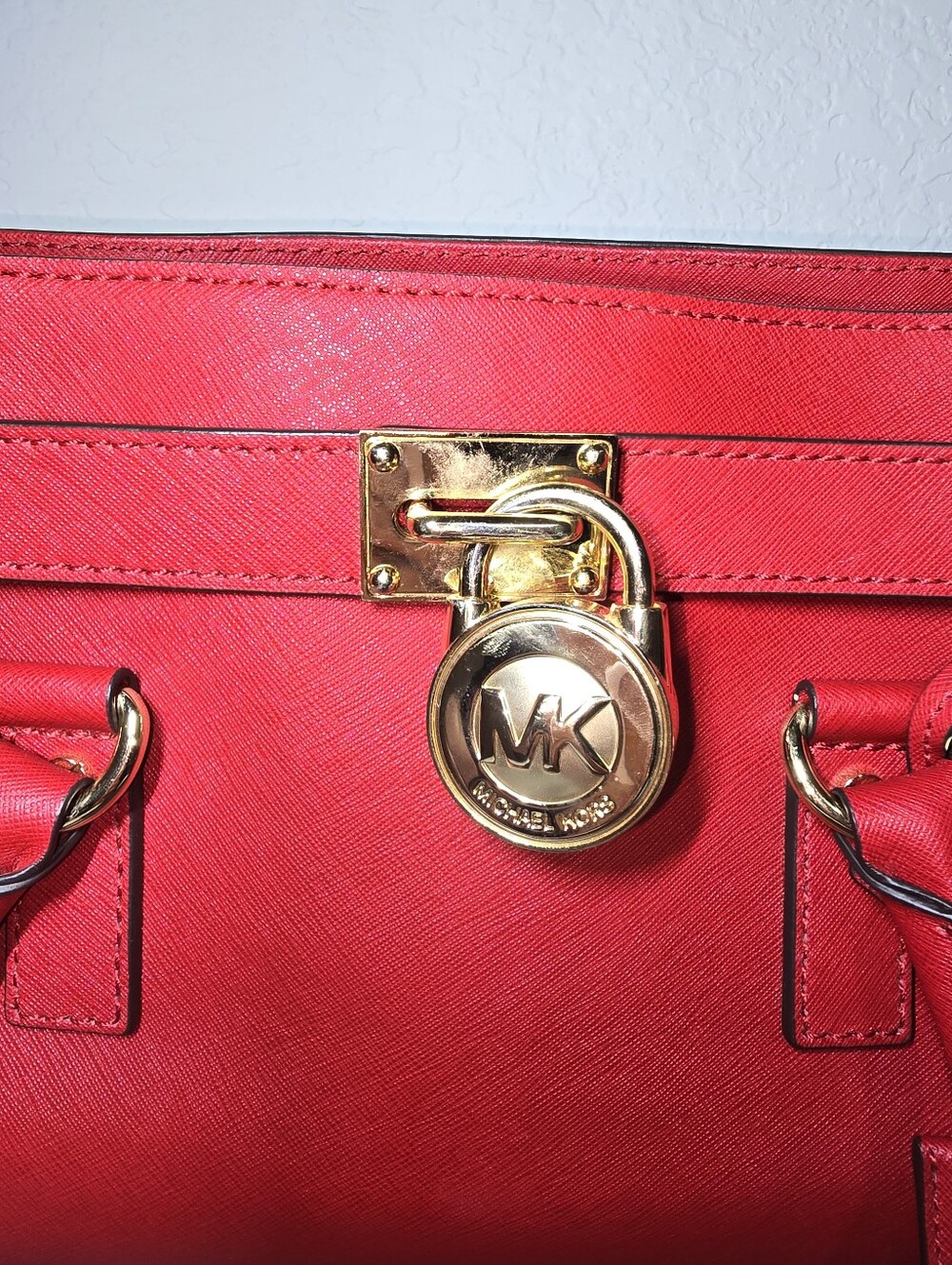 Hamilton by Michael Kors, Red Leather with Gold Hardware - Picture 6 of 15